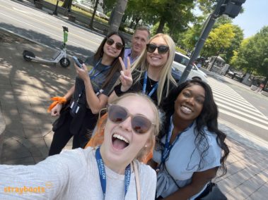 a group of employees during a Strayboots team building scavenger hunts in DC