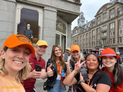 A team participating in a Strayboots scavenger hunt