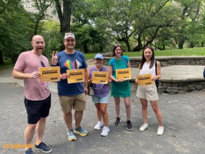 Winning team in a Strayboots scavenger hunt at Central Park, NYC