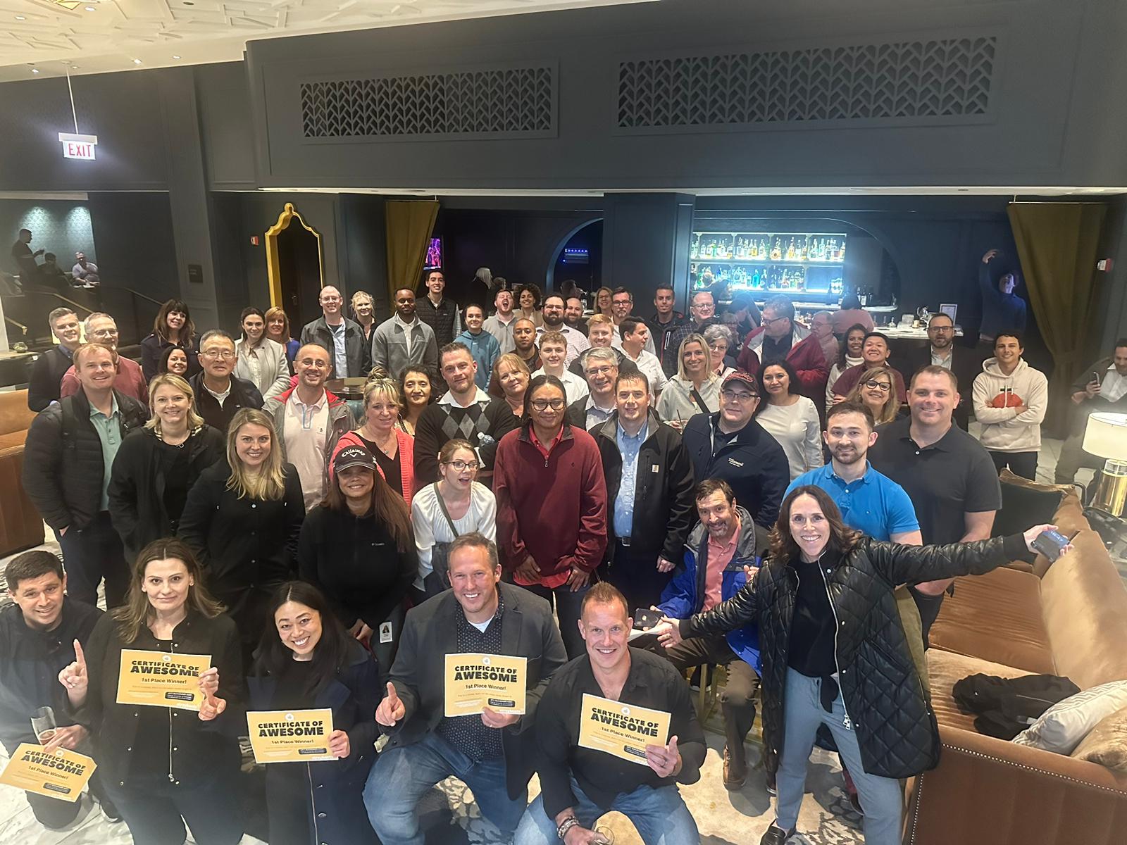 Build-a-Bag Corporate team collaborating on Build-a-Bag CSR challenge creating care packages for local community